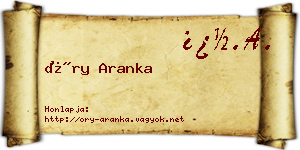 Őry Aranka névjegykártya
